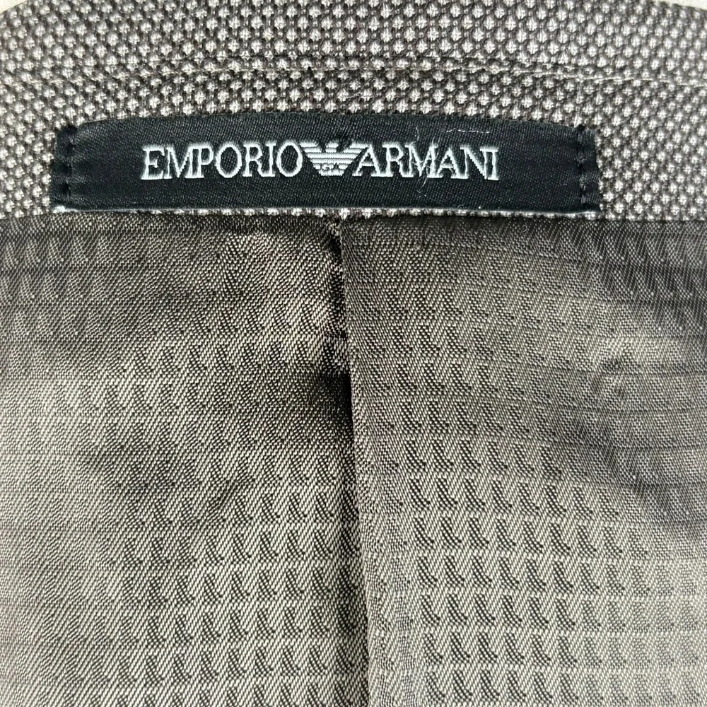 Emporio Armani G Line Blazer Mens 38R US Brown Micro Pattern Virgin Wool NEW